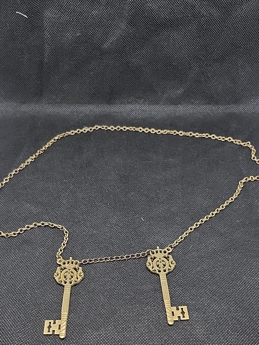 Brass Key Charm Necklace for Women - Double Key Pendant